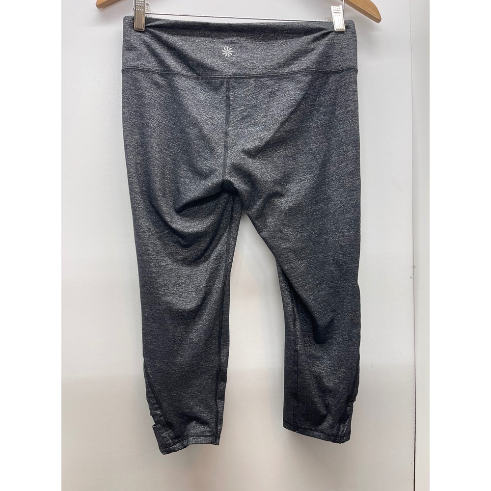 Athleta Womens‎ Gray Heathered Lattice Strappy Crop Leggings Size M 0626020 - Picture 2 of 4